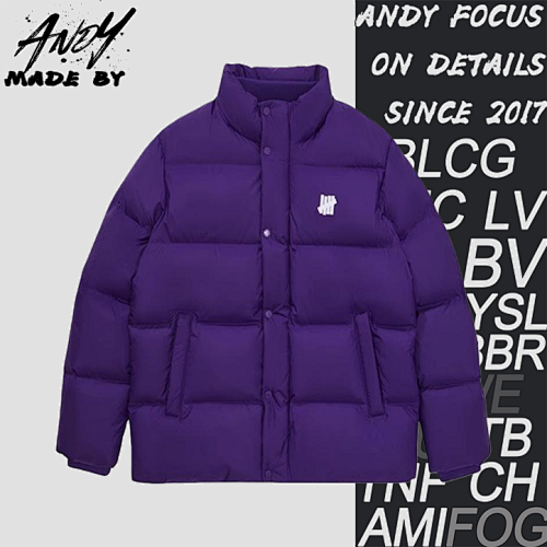 63 Striped Embroidered Stand Collar Down Jacket - Purple