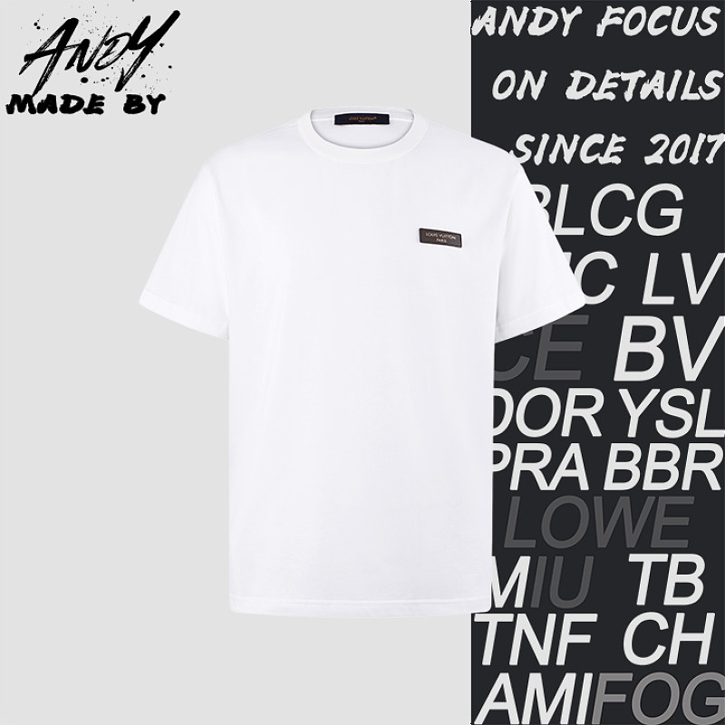 Crew Neck T-Shirt With Logo Leather Patch