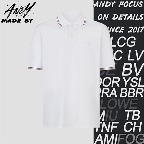 Striped Embroidered Short-Sleeve T-Shirt With Lapel