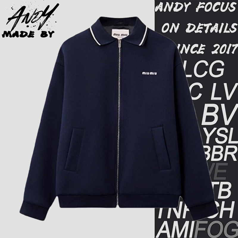 Miu Miu Striped Letter Embroidered Jacket