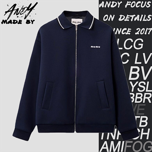 Miu Miu Striped Letter Embroidered Jacket