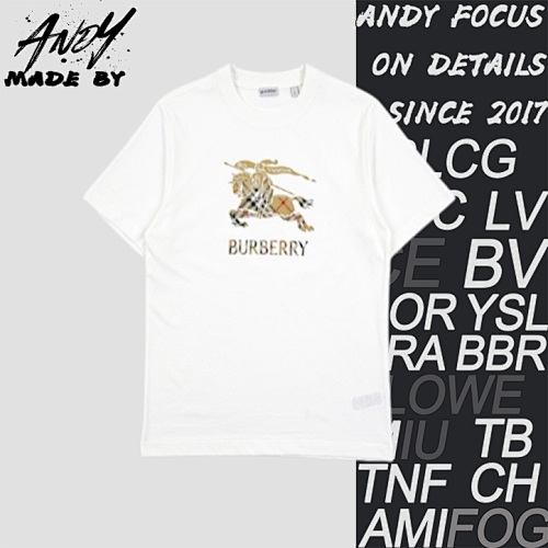Burberry Equestrian Knight Logo Plaid Print Cotton T-Shirt