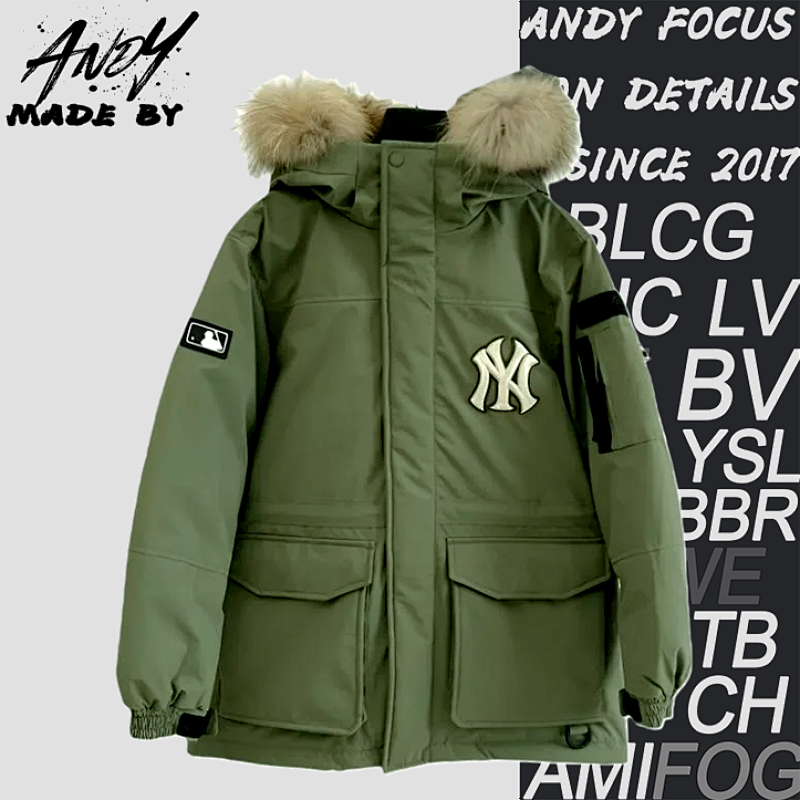 Goose Down Workwear Down Jacket With Fur Collar