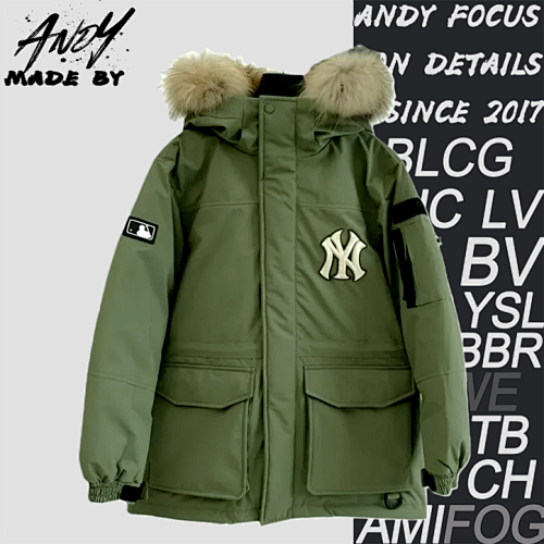 Goose Down Workwear Down Jacket With Fur Collar