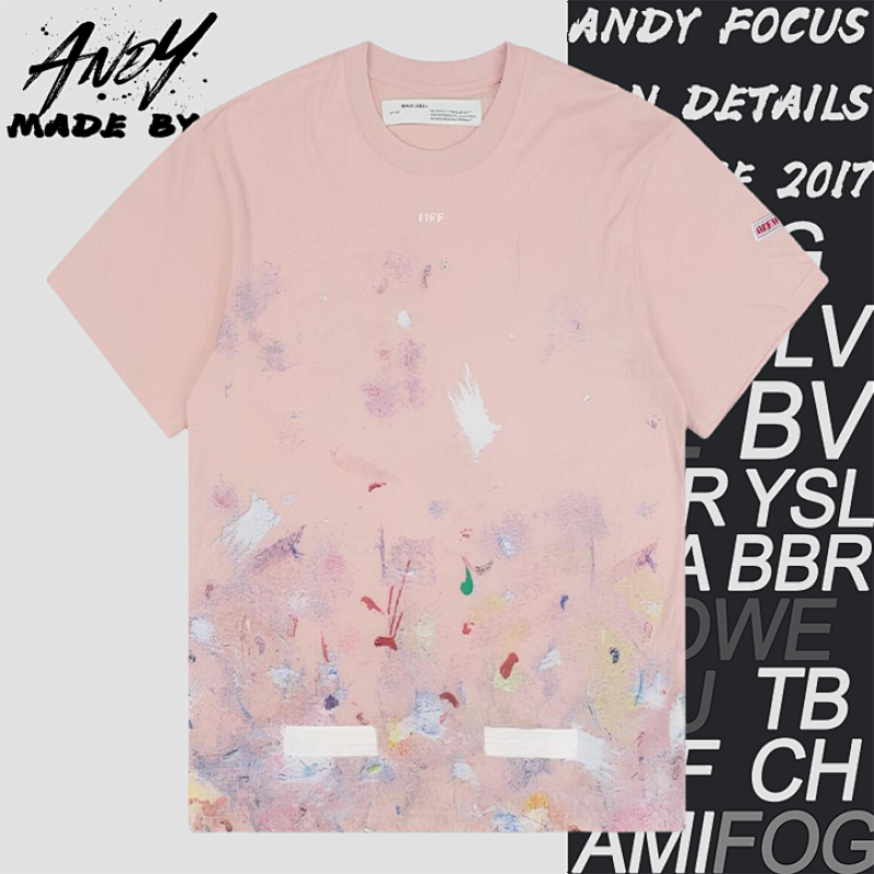 Starry Sky Fireworks Ink-splashed Arrow Print Short-sleeved Shirt