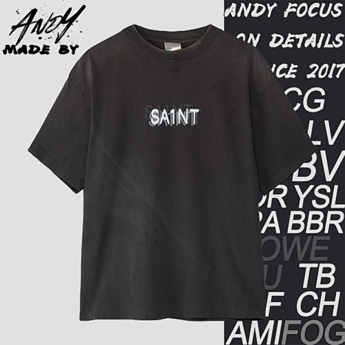 S M Phantom Saint Letter Printed Short Sleeves