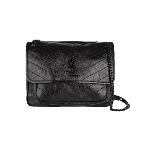 Chanel Y SL Niki Black Chain Black Label Crossbody Shoulder Bag