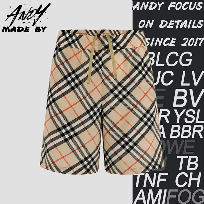 Elastic Waist Plaid Silk Casual Shorts