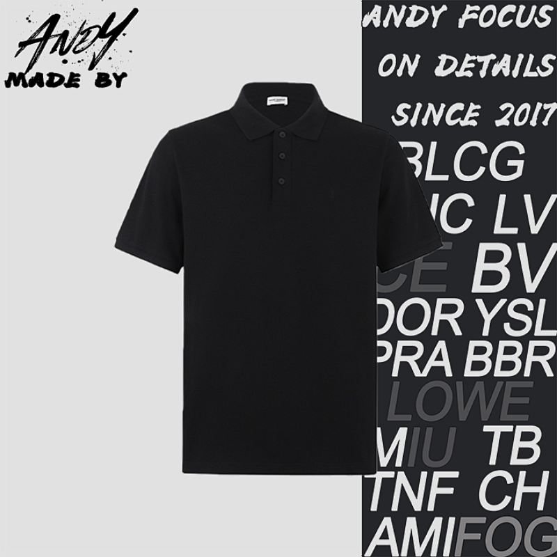 Saint Laurent Solid Color Polo Shirt With Embroidered Logo And Lettering