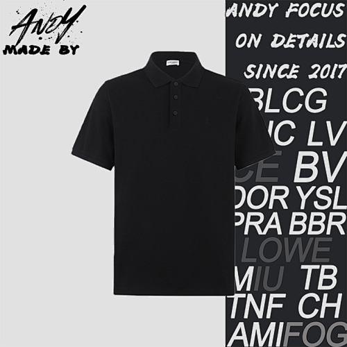 Saint Laurent Solid Color Polo Shirt With Embroidered Logo And Lettering