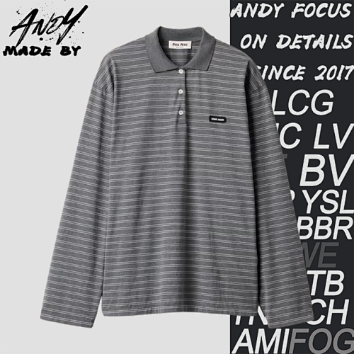 Striped Logo Lapel Polo Shirt