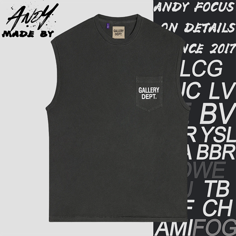 G D Pocket English Print Vest Short Sleeves