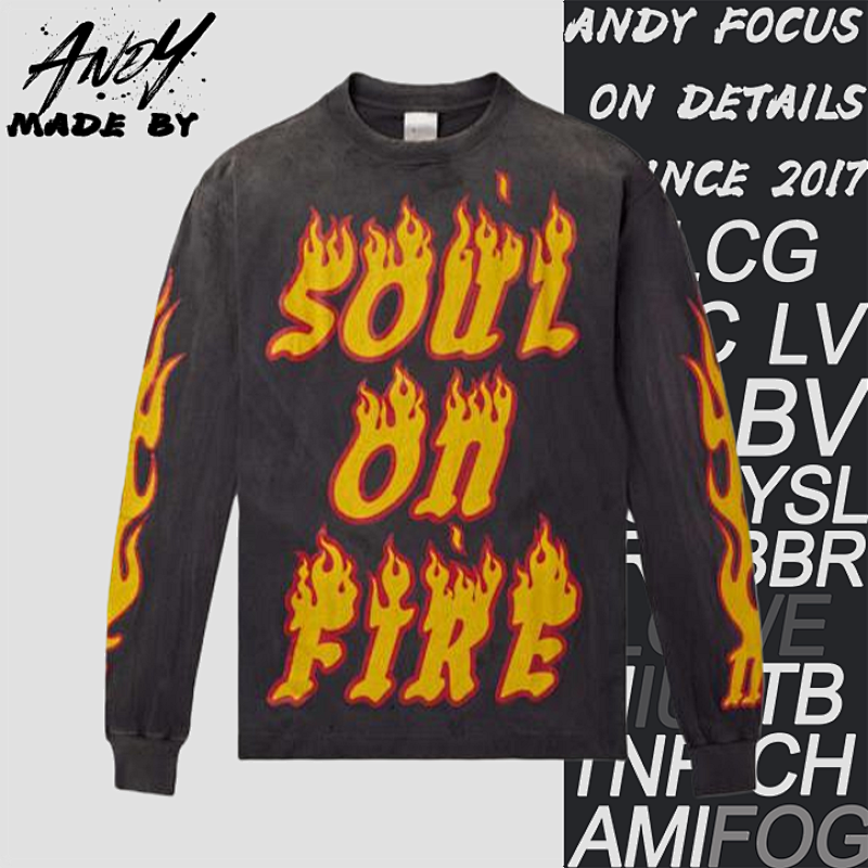 S M Flame Large Letter Print Long Sleeves
