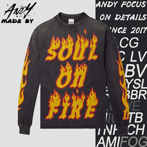 S M Flame Large Letter Print Long Sleeves