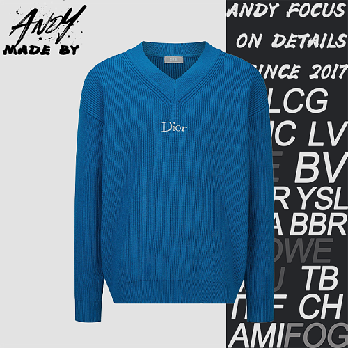 Dior Embroidered V-Neck Wool Knit Sweater