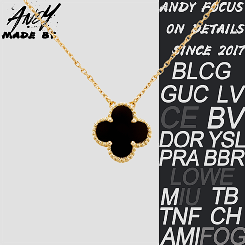Van Clover Necklace Black Agate Medium