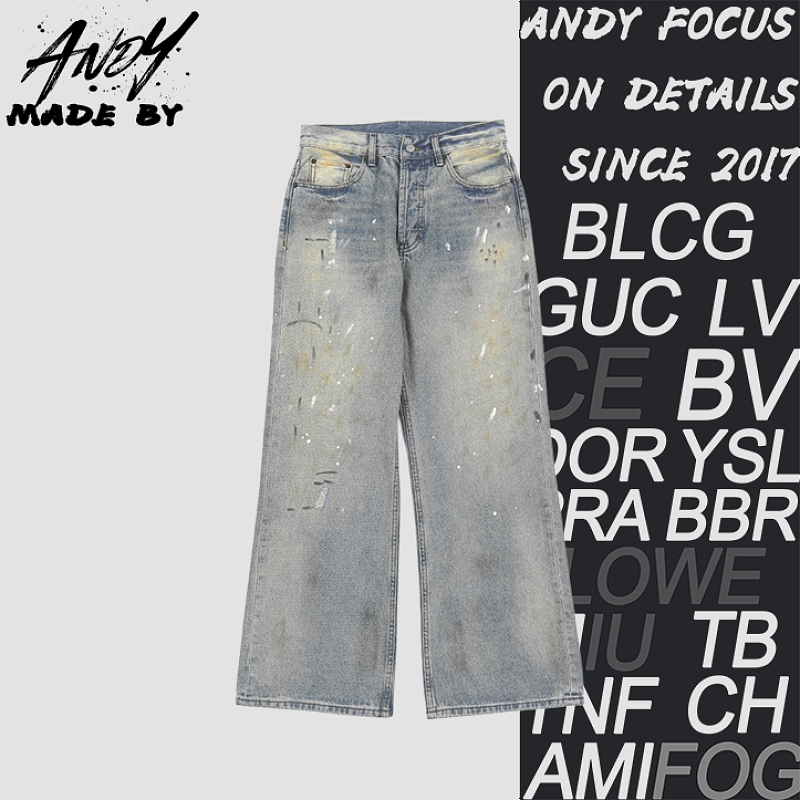 Dark Ink-splattered Jeans