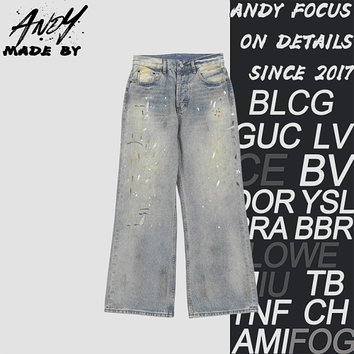 Dark Ink-splattered Jeans