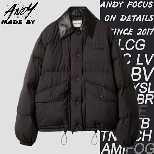 Down Jacket With Leather Collar