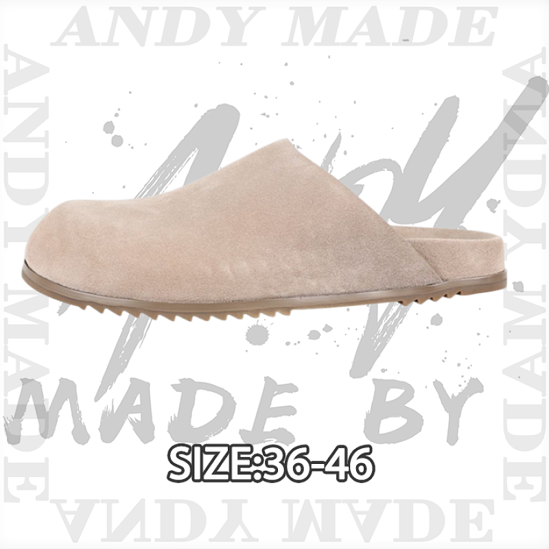 Suede Toe-cap Slippers Apricot