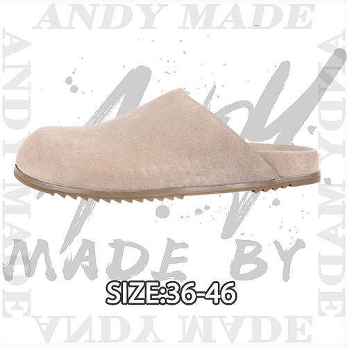 Suede Toe-cap Slippers Apricot