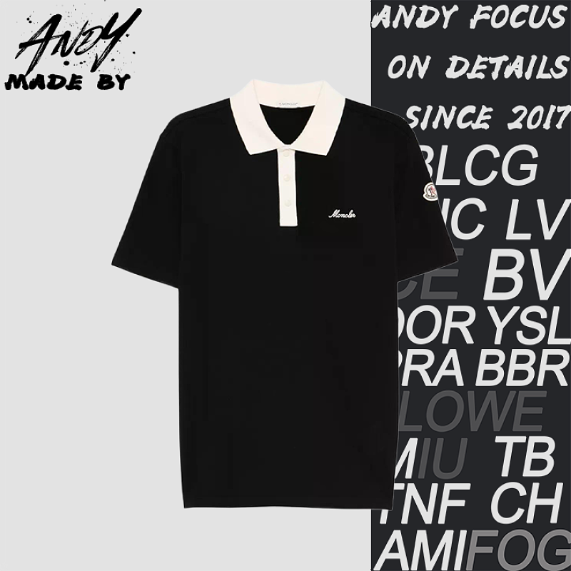 Embroidered Color-block Short-Sleeve Polo Shirt With Snap Buttons