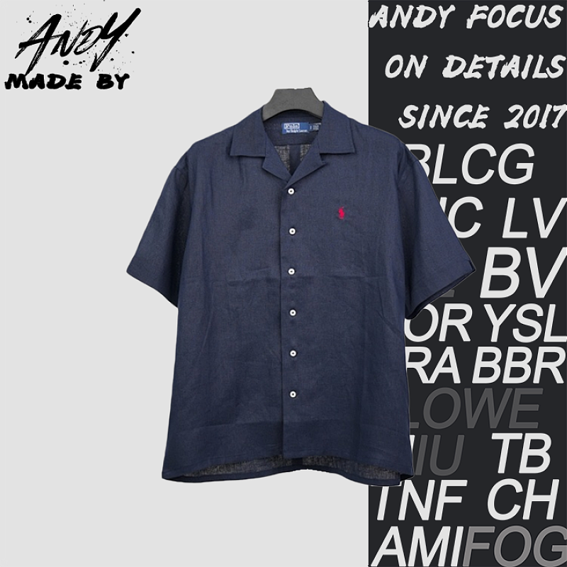 Off-White Polo Horse Embroidered Linen Short-sleeved Shirt