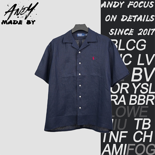 Off-White Polo Horse Embroidered Linen Short-sleeved Shirt