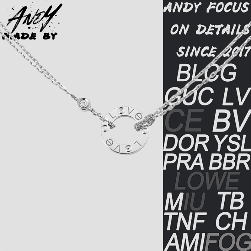 C Love Series Pancake Necklace In White Gold Color