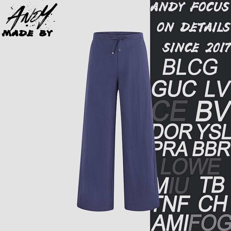 Embroidered Logo Cotton Blend Drawstring Pants