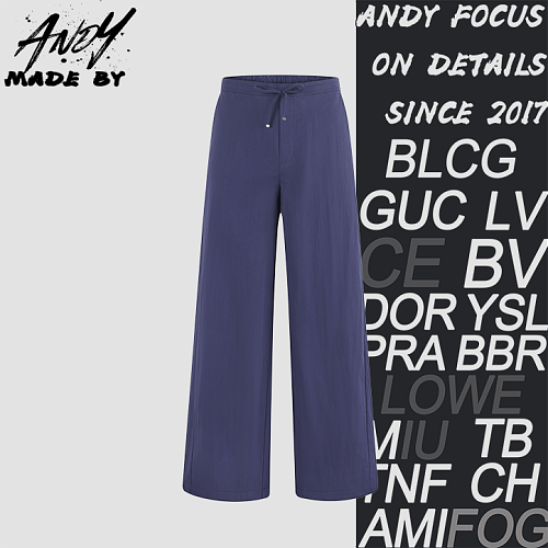 Embroidered Logo Cotton Blend Drawstring Pants