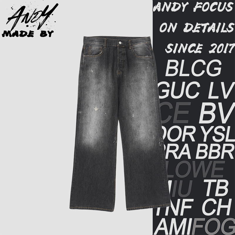 Ink-Splattered Denim Jeans