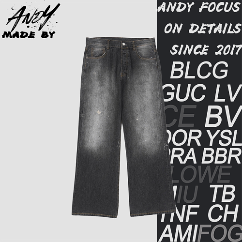 Ink-Splattered Denim Jeans