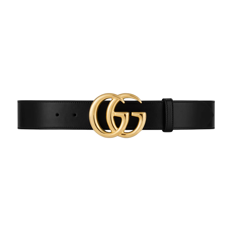 Gucci Shiny Double G Buckle Smooth Buckle Leather Belt