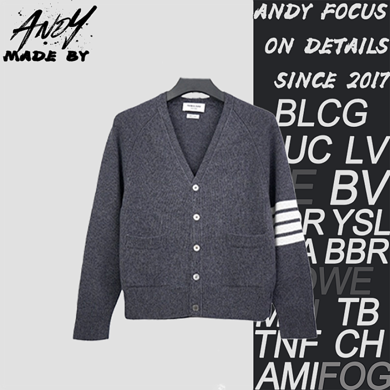 TB Four-stripe Wool Crew Neck Sweater - Elegant Gray