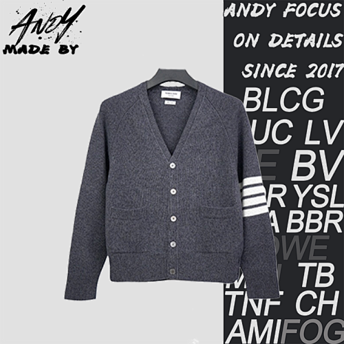 TB Four-stripe Wool Crew Neck Sweater - Elegant Gray
