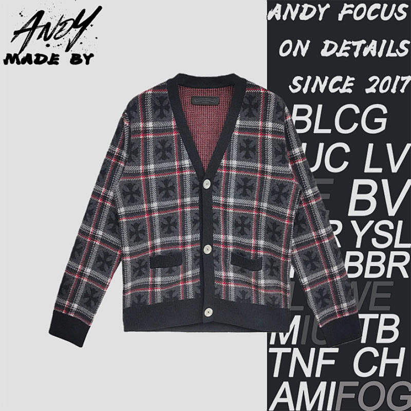 Chrome Hearts CH Plaid Cross-stitch Cardigan Jacket