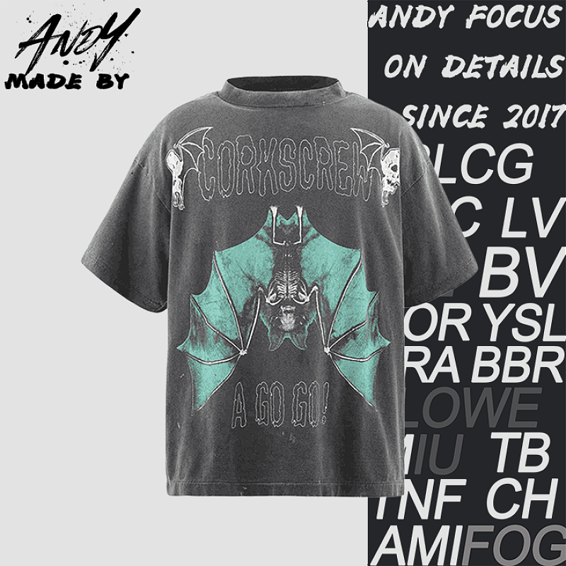 Upside-down Bat Print Short Sleeve