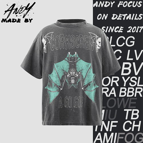 Upside-down Bat Print Short Sleeve