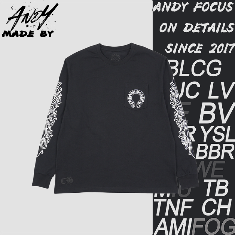 Crucifix Sleeve Sanskrit Scroll Print Long Sleeve - Black And White