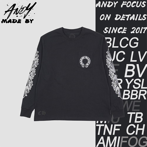 Crucifix Sleeve Sanskrit Scroll Print Long Sleeve - Black And White