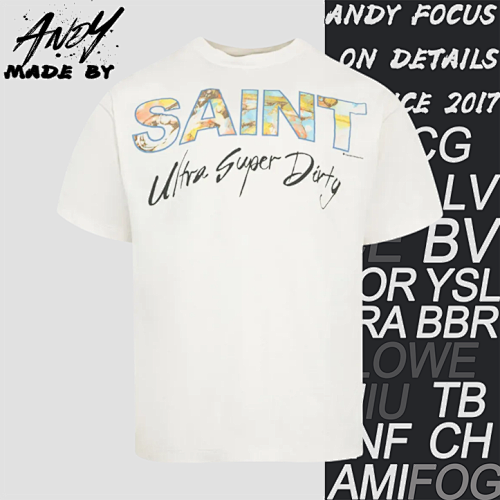S M Oil Painting Saint Letter Print Short Sleeves