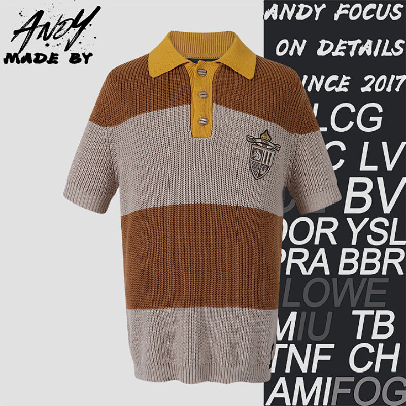 Fendi F Endi Mixed Jersey Short Sleeve Polo Shirt