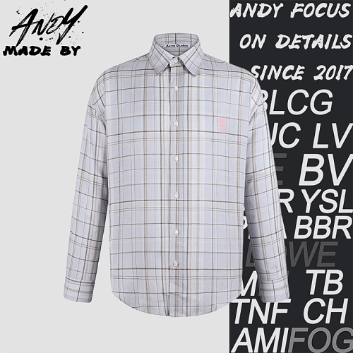 Acne Studios Embroidered Linen Plaid Shirt