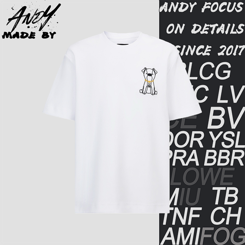 Fendi Cartoon Puppy Appliqué Embroidered Short-sleeved Shirt