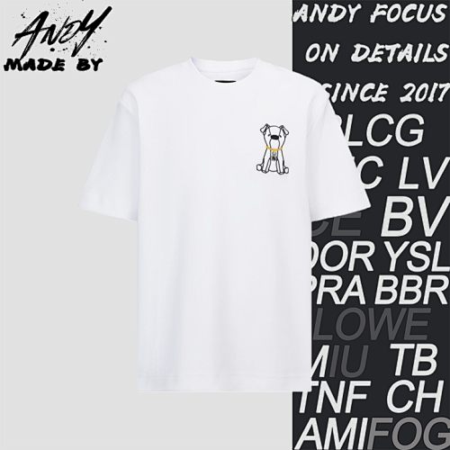Fendi Cartoon Puppy Appliqué Embroidered Short-sleeved Shirt