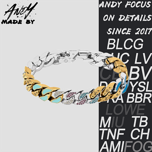 Letters Cuban Candy Color Gold Buckle Bracelet Couple Bracelet
