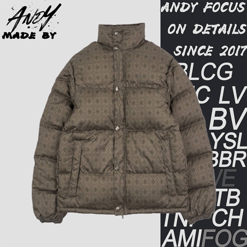 Chrome Hearts Military Green All-over Print Down Jacket