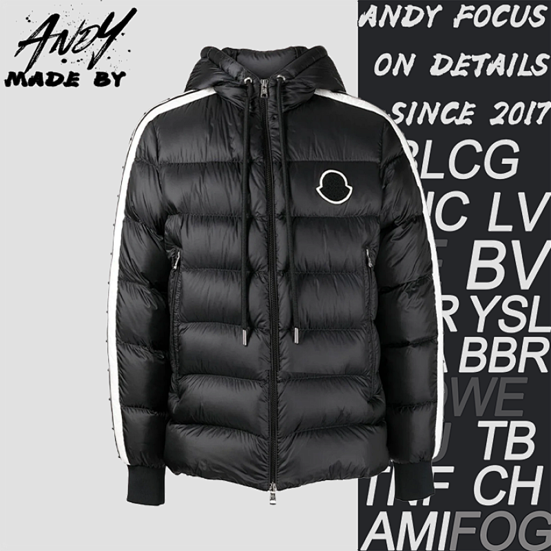 Down Jacket With Woven Ribbons On The Sleeves