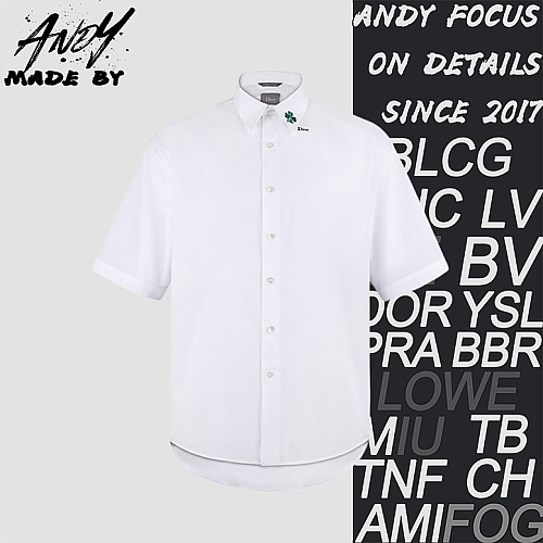 Cotton Short-sleeved Shirt With Embroidered Clover Logo